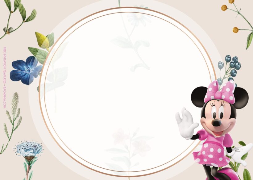 7+ Sweet Minnie Mouse Bloom With Floral Birthday Invitation Templates Type Four