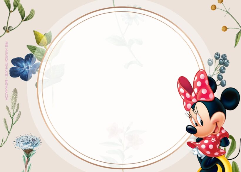 7+ Sweet Minnie Mouse Bloom With Floral Birthday Invitation Templates Type One