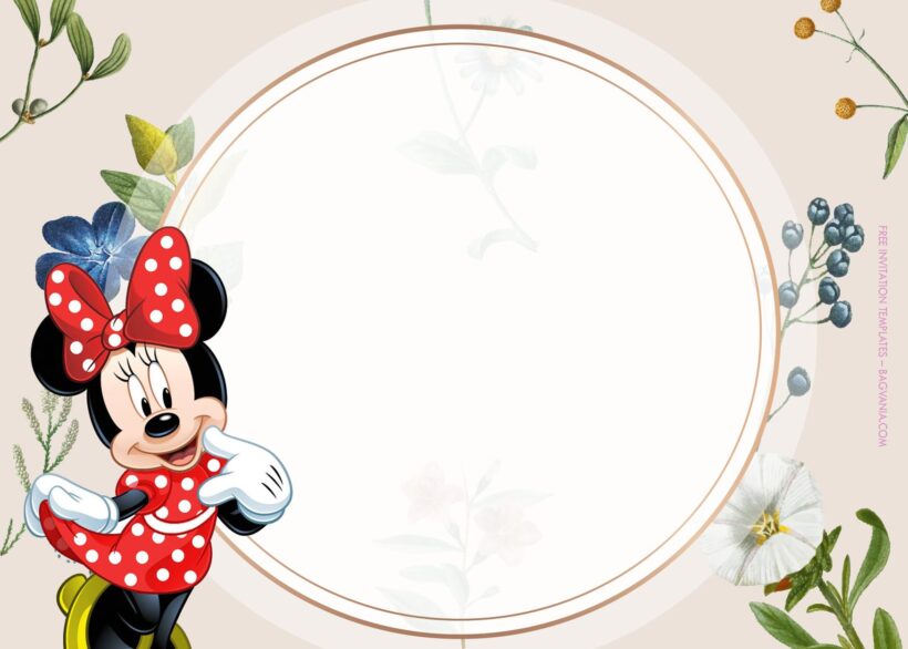 7+ Sweet Minnie Mouse Bloom With Floral Birthday Invitation Templates Type Six