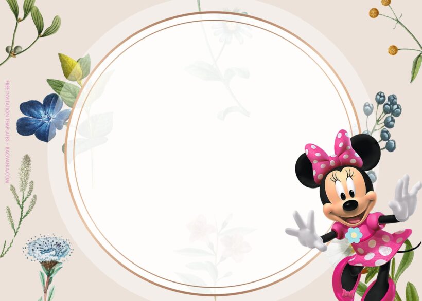 7+ Sweet Minnie Mouse Bloom With Floral Birthday Invitation Templates Type Three