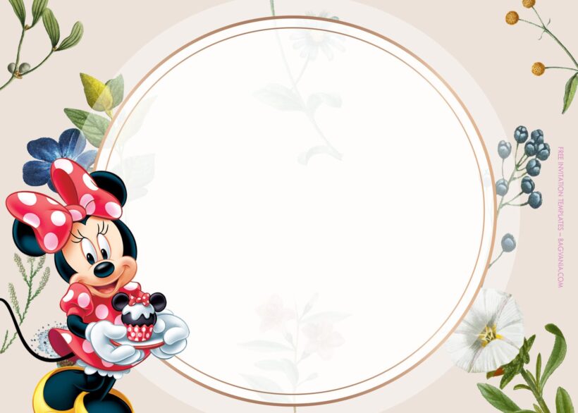 7+ Sweet Minnie Mouse Bloom With Floral Birthday Invitation Templates Type Two