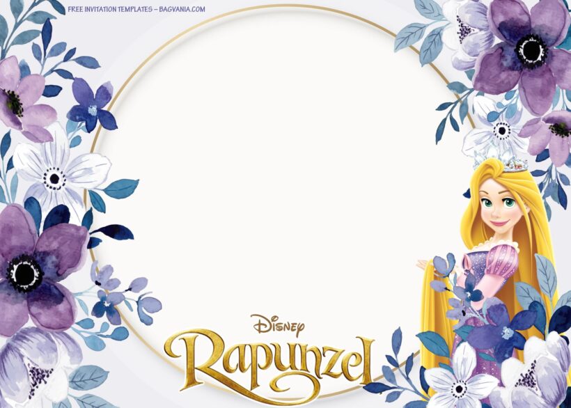7+ Violet Fragrance Floral With Princess Rapunzel Birthday Invitation Templates Type Five