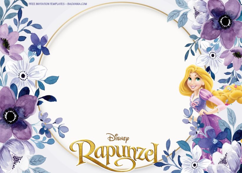 7+ Violet Fragrance Floral With Princess Rapunzel Birthday Invitation Templates Tyoe Four