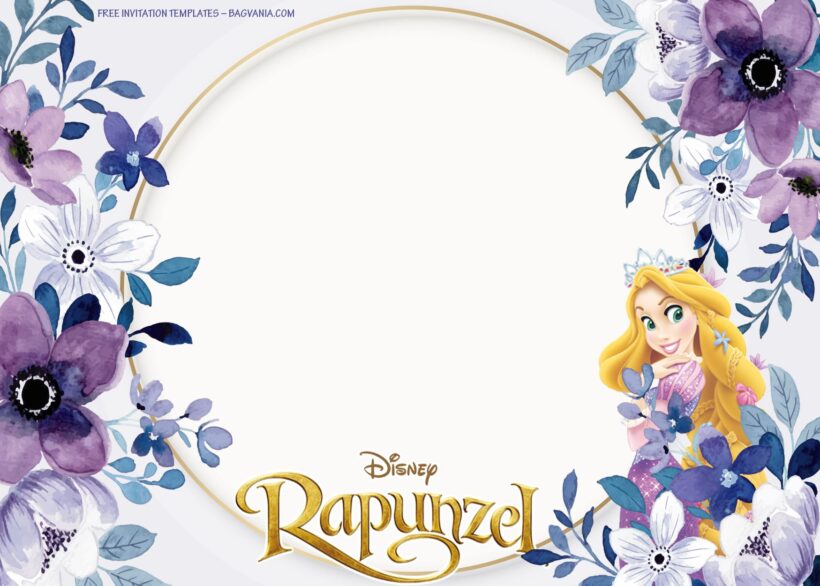 7+ Violet Fragrance Floral With Princess Rapunzel Birthday Invitation Templates Type One