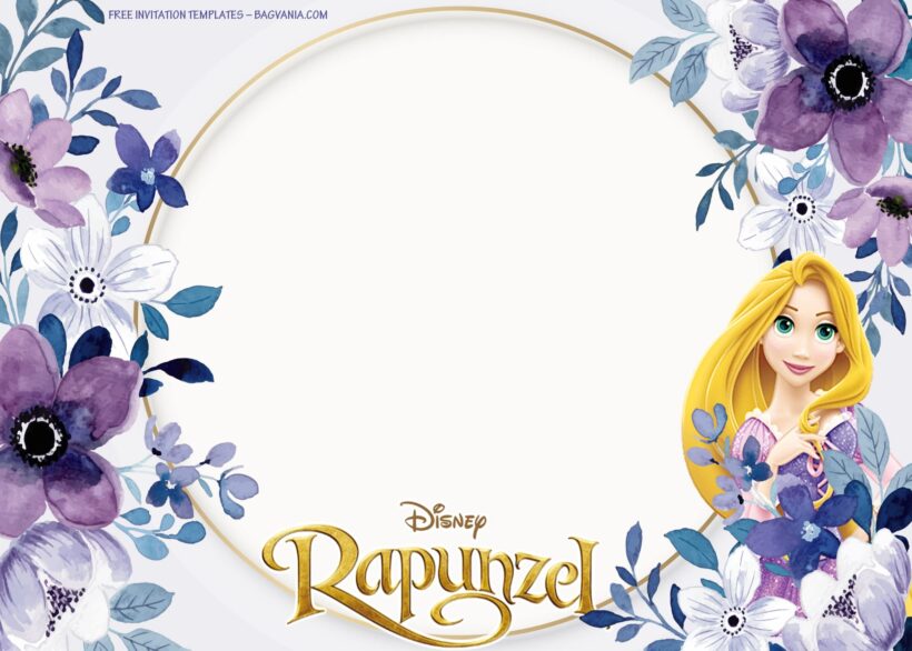 7+ Violet Fragrance Floral With Princess Rapunzel Birthday Invitation Templates Type Three
