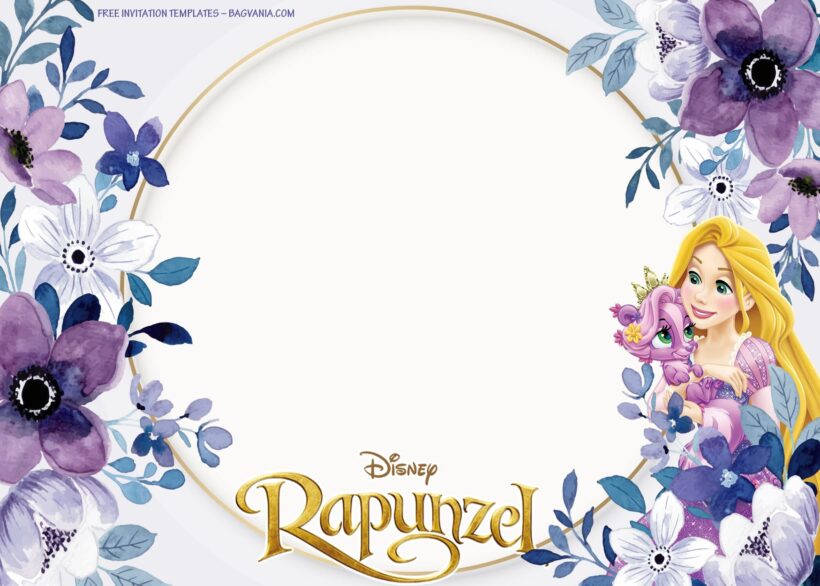7+ Violet Fragrance Floral With Princess Rapunzel Birthday Invitation Templates Type Two