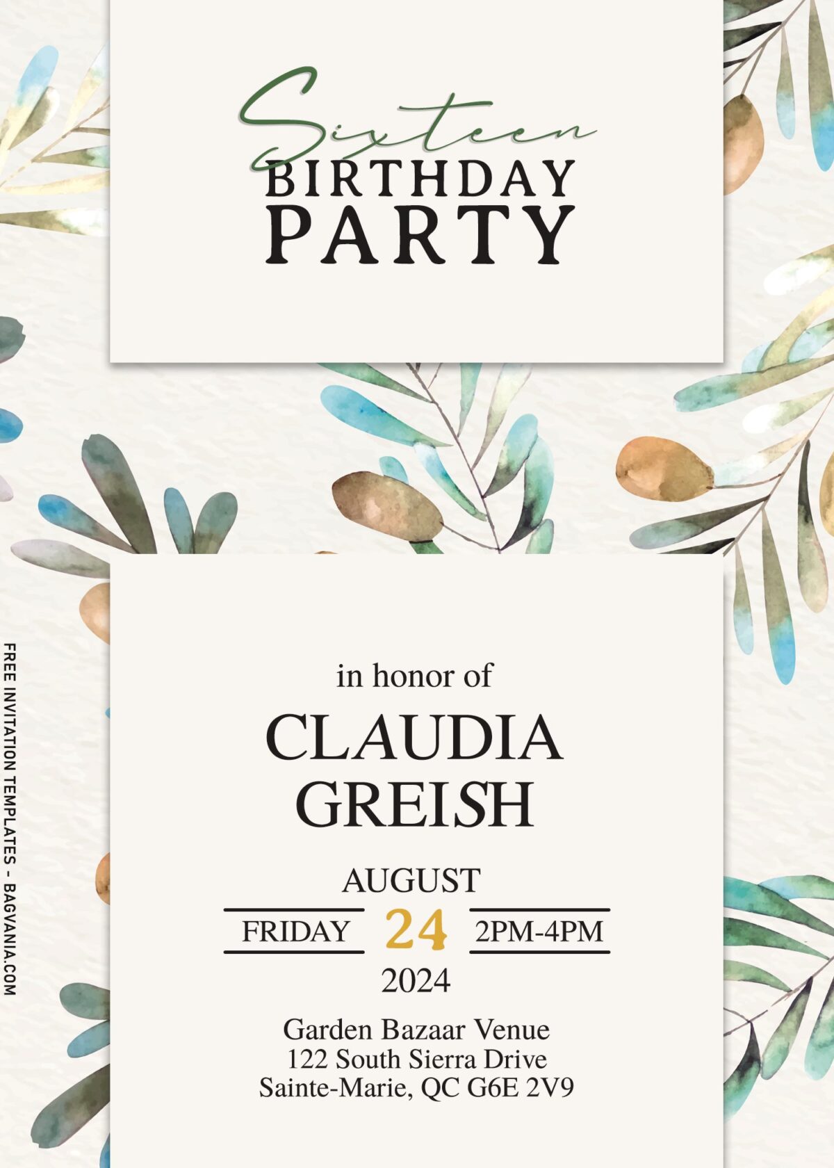 7+ Delicate Greenery Invitation Templates With Watercolor Eucalyptus