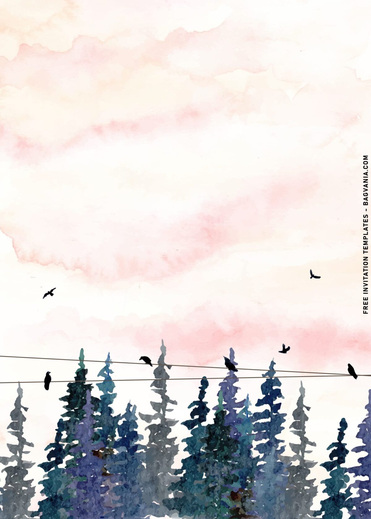 7+ Watercolor Pine Tree Birthday Invitation Templates with stunning birds