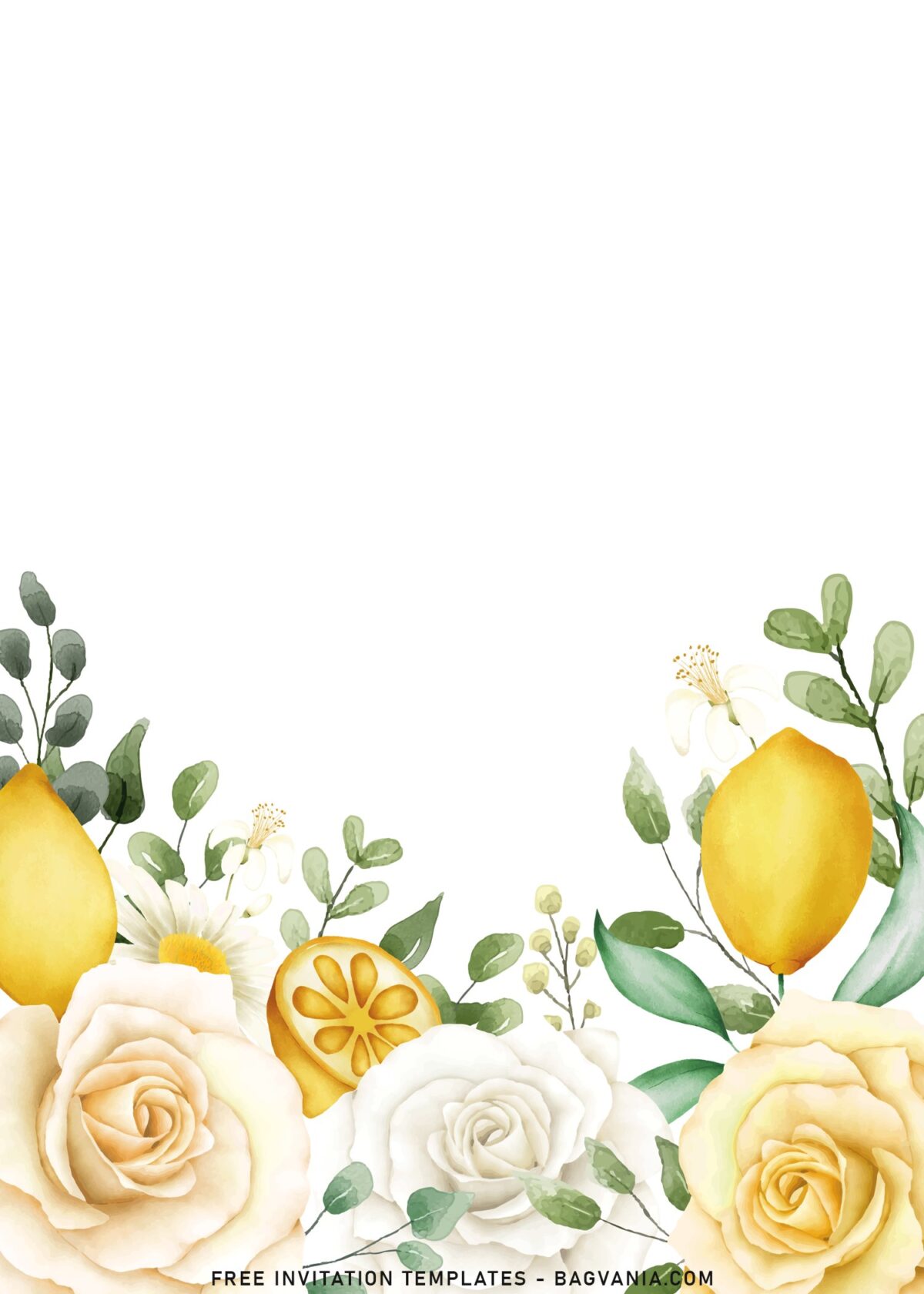 8+ Watercolor Botanical Citrus Lemon Floral Invitation Templates with watercolor lemon