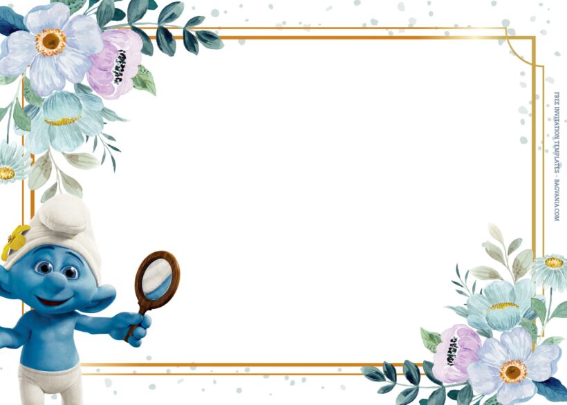 8+ Blue Blossom Melodic With Smurfs Birthday Invitation Templates Type Five