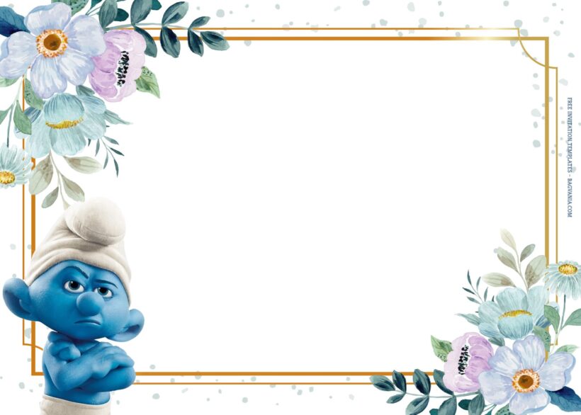 8+ Blue Blossom Melodic With Smurfs Birthday Invitation Templates Type Four