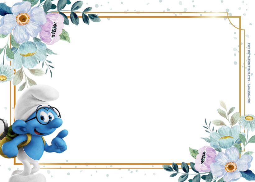 8+ Blue Blossom Melodic With Smurfs Birthday Invitation Templates Type One