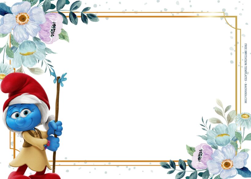 8+ Blue Blossom Melodic With Smurfs Birthday Invitation Templates Type Seven