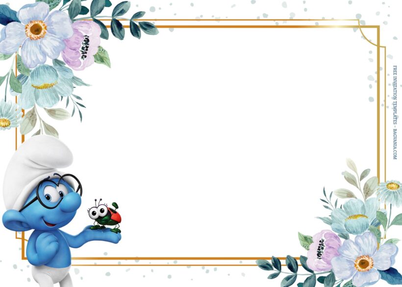 8+ Blue Blossom Melodic With Smurfs Birthday Invitation Templates Type Three
