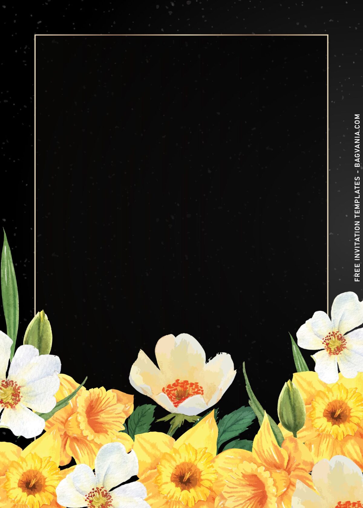 8+ Spring Daffodil Floral Birthday Invitation Templates with stunning luxe gold frame