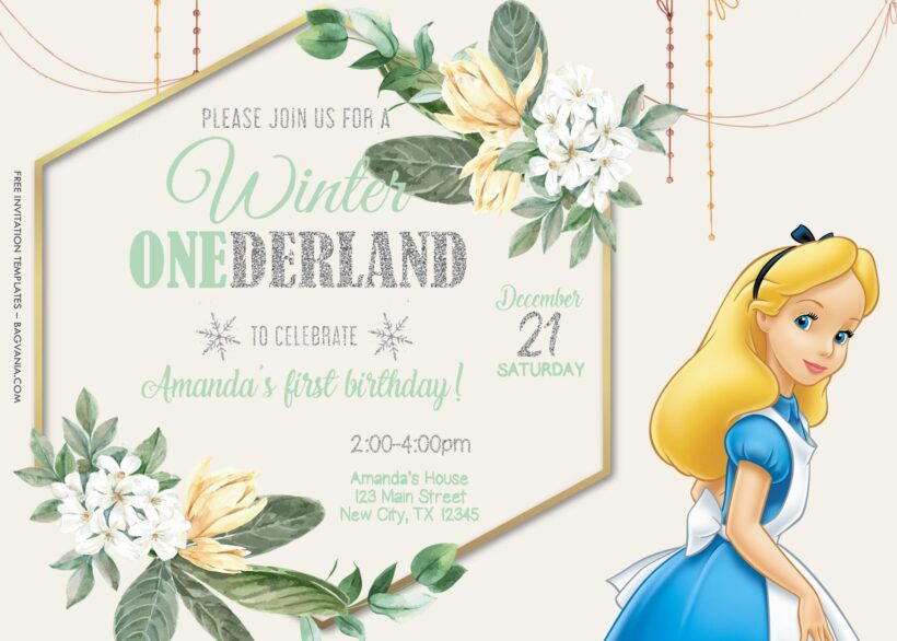 8+ Magical Adventure With Alice In The Wonderland Birthday Invitation Templates Title
