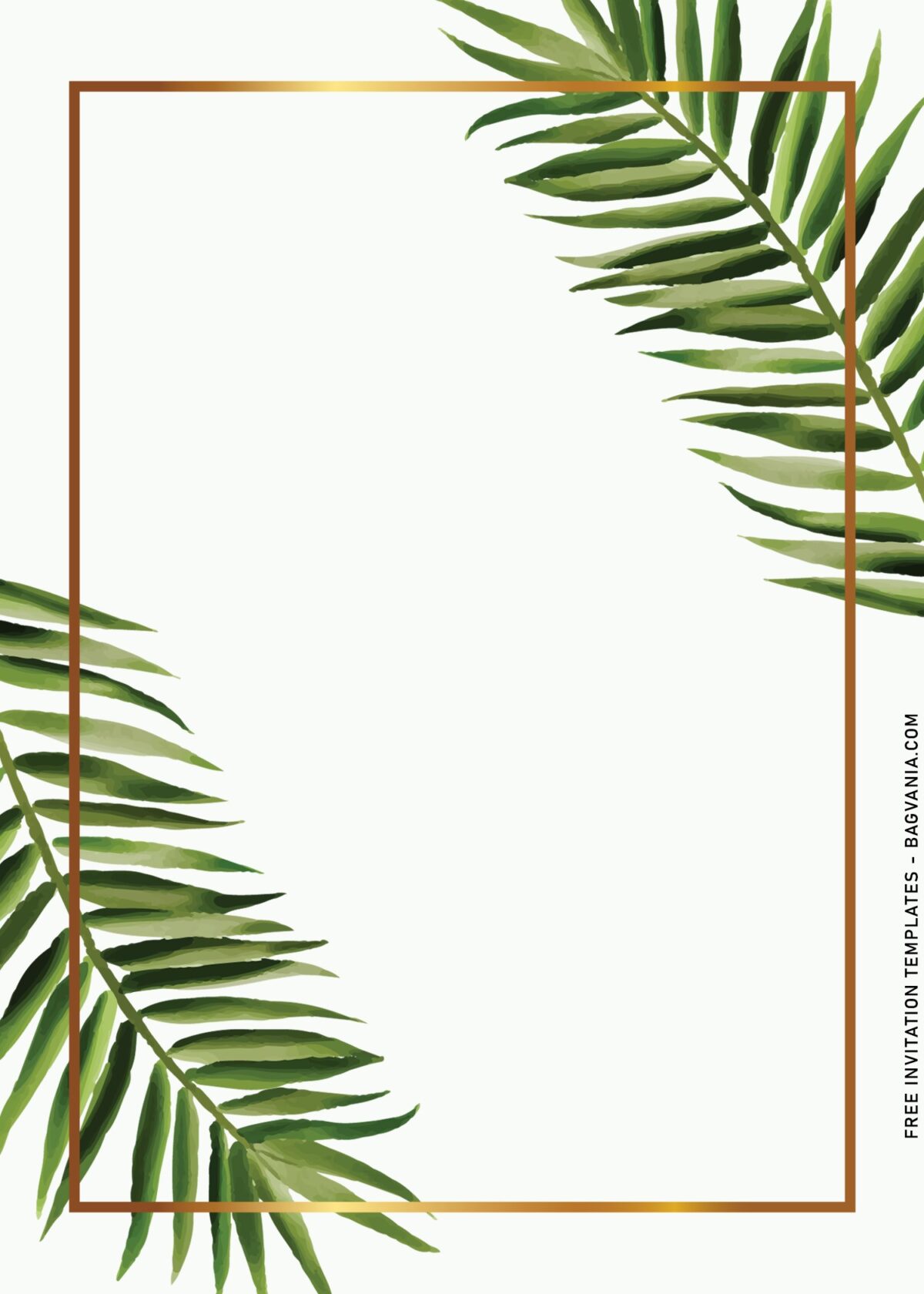 7+ Greenery And Gold Frame Invitation Templates with realistic palm leaves