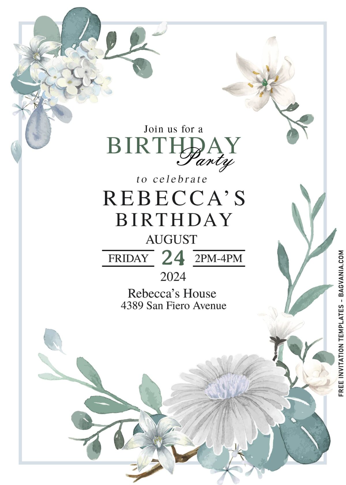 8+ Watercolor Daisy And Dogwood Flowers Birthday Invitation Templates