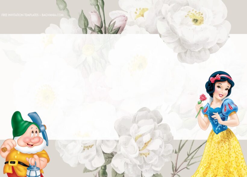 8+ White Confetti Floral For Snow White Birthday Invitation Templates Type Four