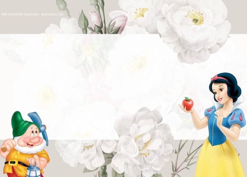 8+ White Confetti Floral For Snow White Birthday Invitation Templates Type Seven