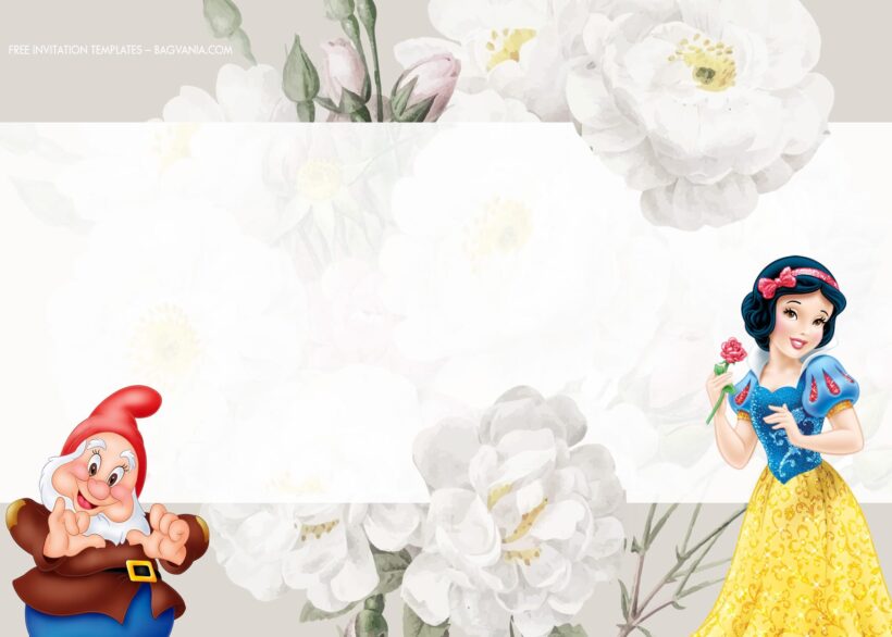 8+ White Confetti Floral For Snow White Birthday Invitation Templates Type Three