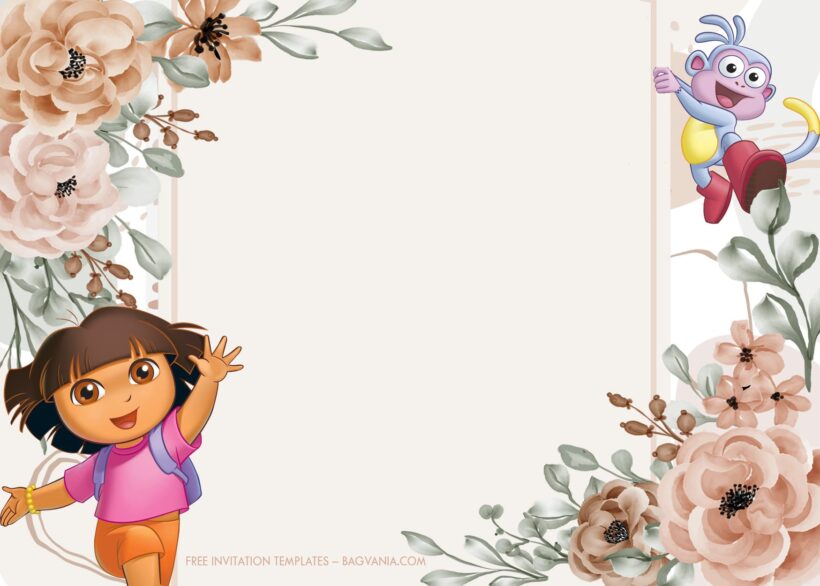 9+ Autumn Coming With Dora The Explorer Birthday Invitation Templates Type Six