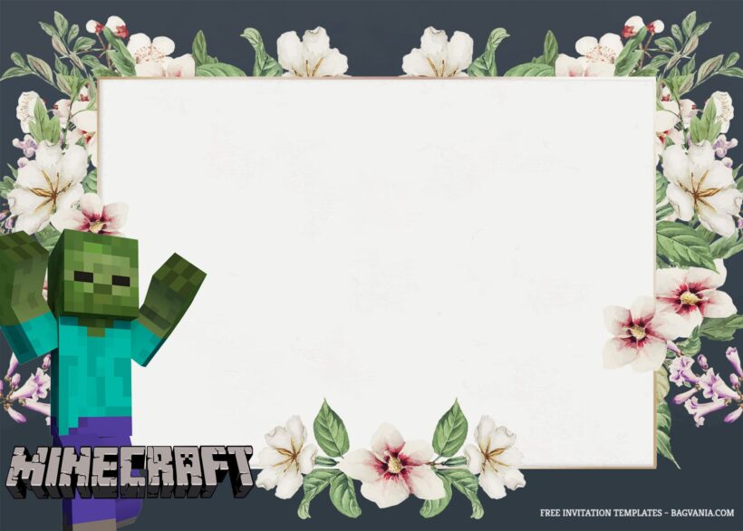 9+ Crafting Floral With Minecraft Character Birthday Invitation Templates Type Eight