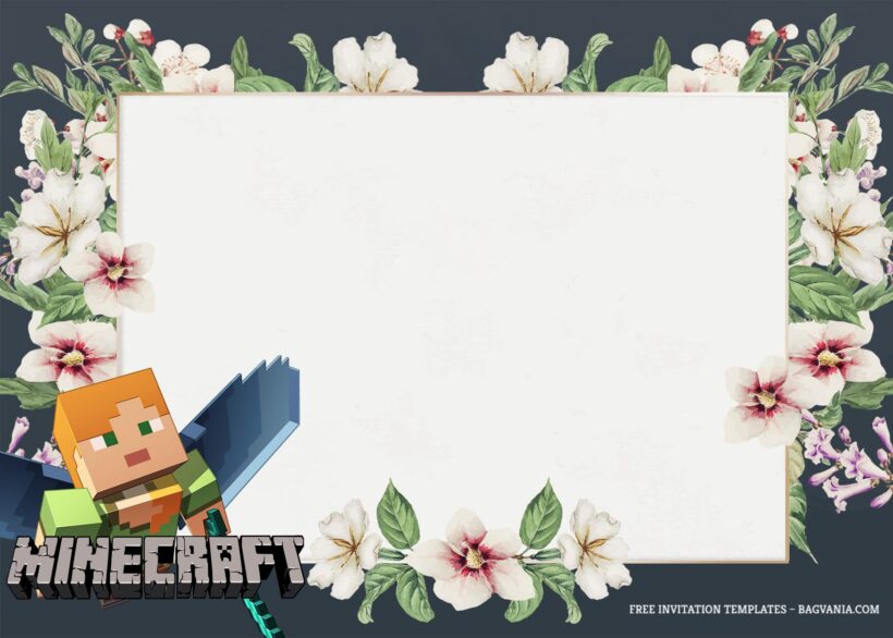 9+ Crafting Floral With Minecraft Character Birthday Invitation Templates Type Five