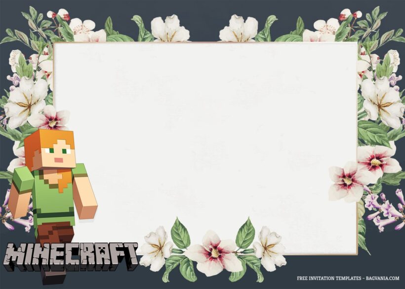 9+ Crafting Floral With Minecraft Character Birthday Invitation Templates Type Four
