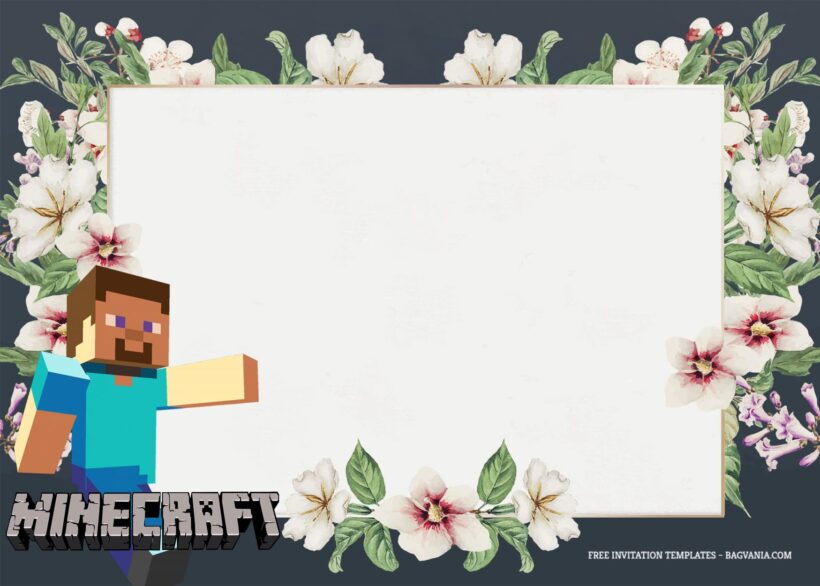 9+ Crafting Floral With Minecraft Character Birthday Invitation Templates Type Seven