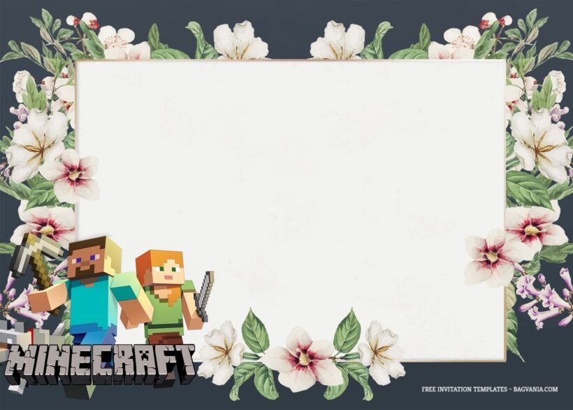 9+ Crafting Floral With Minecraft Character Birthday Invitation Templates Type Six