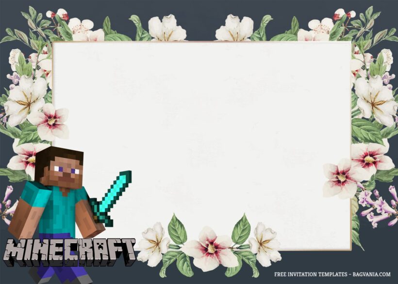 9+ Crafting Floral With Minecraft Character Birthday Invitation Templates Type Three