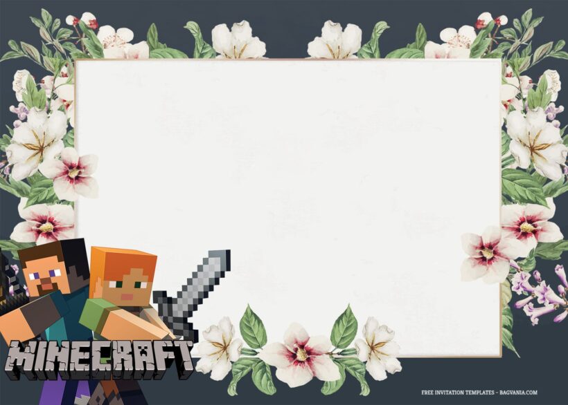9+ Crafting Floral With Minecraft Character Birthday Invitation Templates Type Two