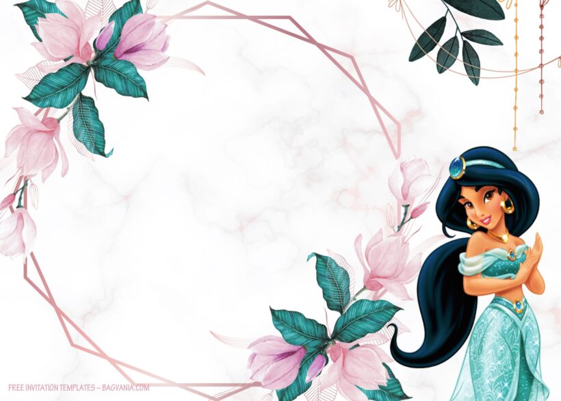 9+ Magical Party With Princess Jasmine Of Aladdin Birthday Invitation Templates Type Five