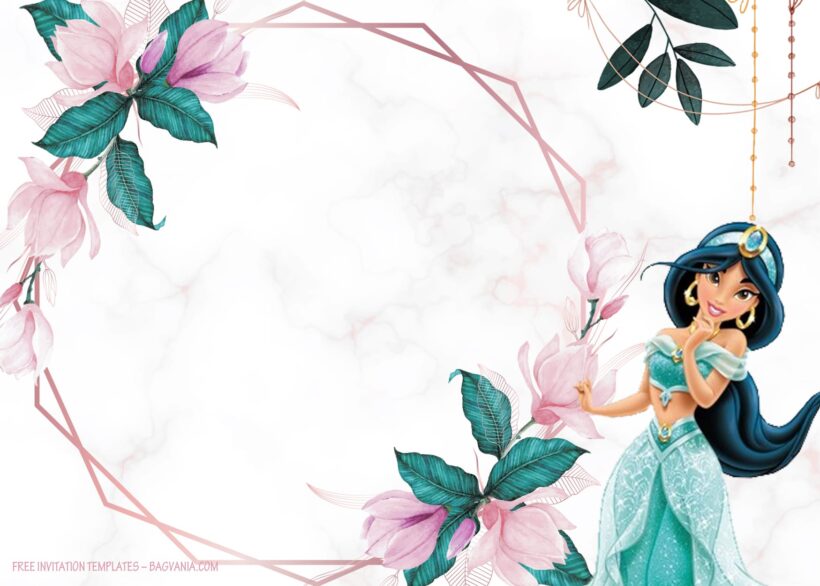 9+ Magical Party With Princess Jasmine Of Aladdin Birthday Invitation Templates Type Three