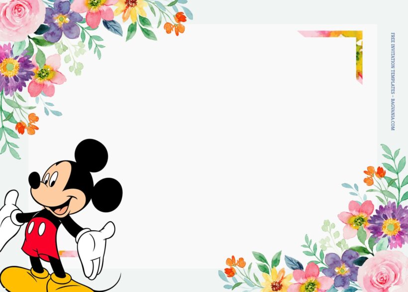 9+ Mickey And Minnie Floral Blossom Birthday Invitation Templates Type Five