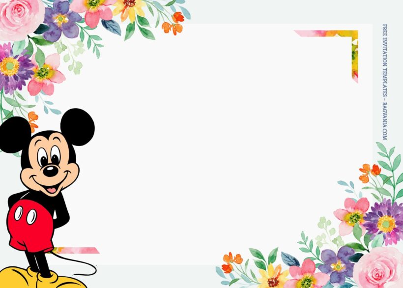 9+ Mickey And Minnie Floral Blossom Birthday Invitation Templates Type Four