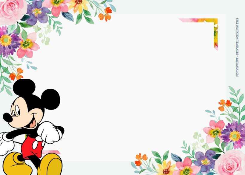 9+ Mickey And Minnie Floral Blossom Birthday Invitation Templates Type One