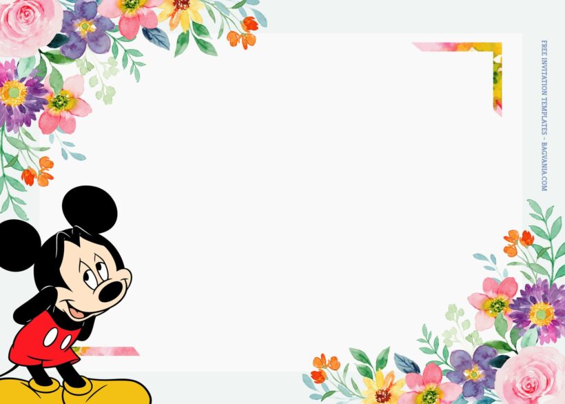 9+ Mickey And Minnie Floral Blossom Birthday Invitation Templates Type Seven