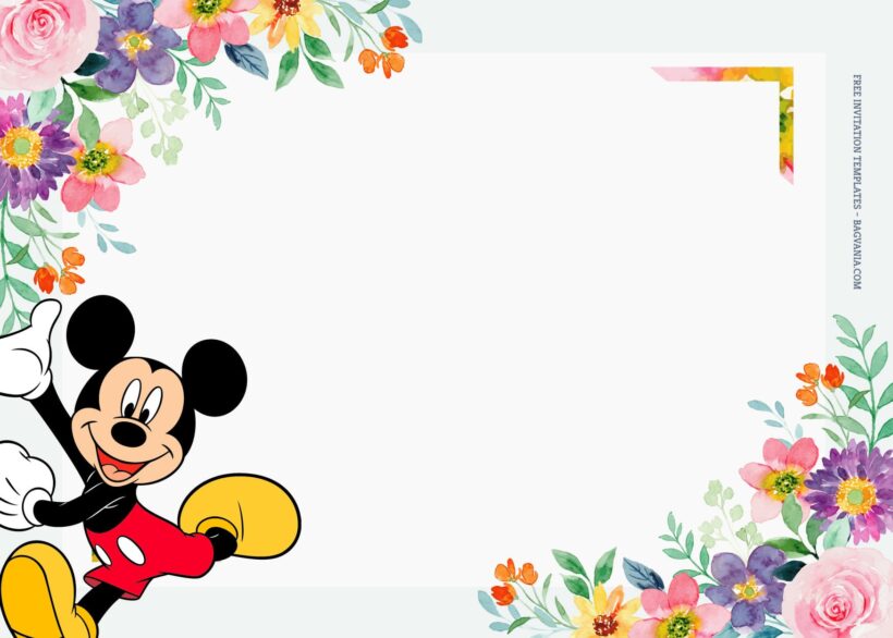 9+ Mickey And Minnie Floral Blossom Birthday Invitation Templates Type Six