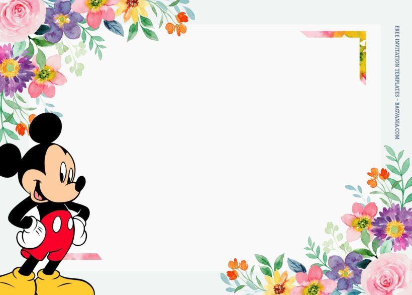 9+ Mickey And Minnie Floral Blossom Birthday Invitation Templates Type Three