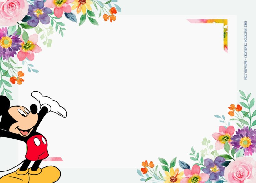9+ Mickey And Minnie Floral Blossom Birthday Invitation Templates Type Two