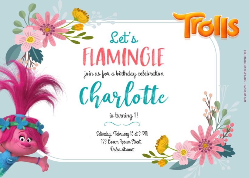 9+ Roll Up To The Party With Trolls Birthday Invitation Templates Title