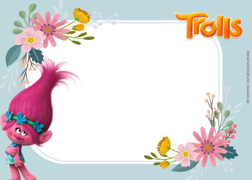 9+ Roll Up To The Party With Trolls Birthday Invitation Templates Type Three