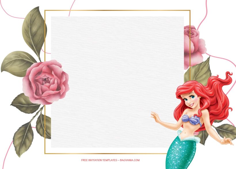 9+ Shining Roses Fever Princess Ariel Birthday Invitation Templates Type Eight