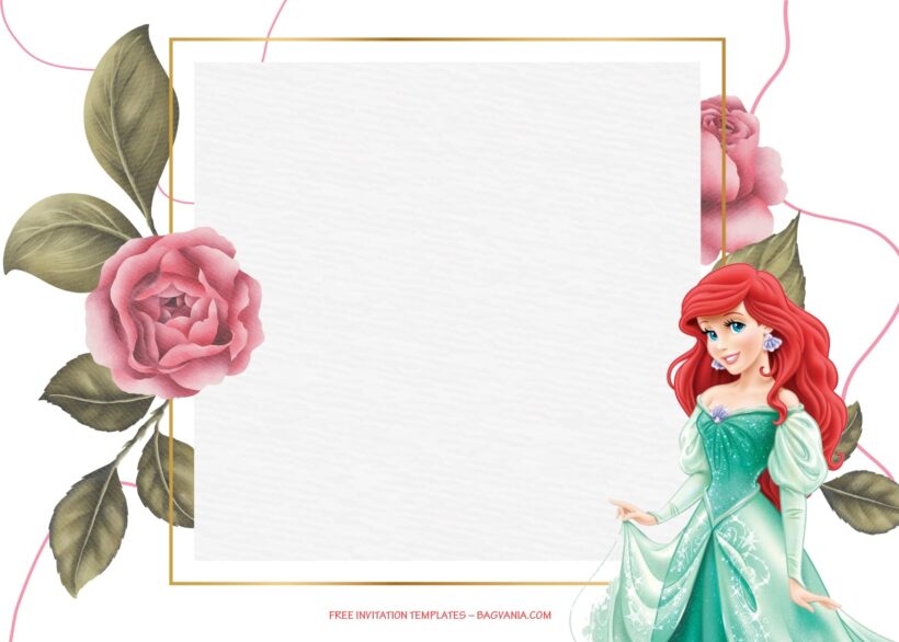 9+ Shining Roses Fever Princess Ariel Birthday Invitation Templates Type Five