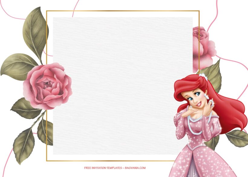 9+ Shining Roses Fever Princess Ariel Birthday Invitation Templates Type Four