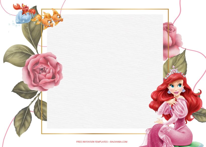 9+ Shining Roses Fever Princess Ariel Birthday Invitation Templates Type One