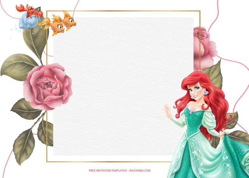 9+ Shining Roses Fever Princess Ariel Birthday Invitation Templates Type Three