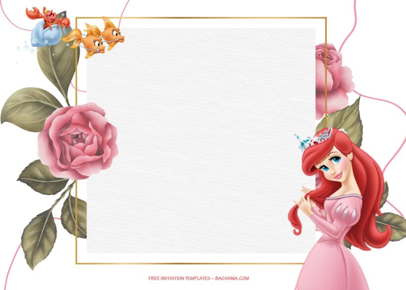 9+ Shining Roses Fever Princess Ariel Birthday Invitation Templates Type Two